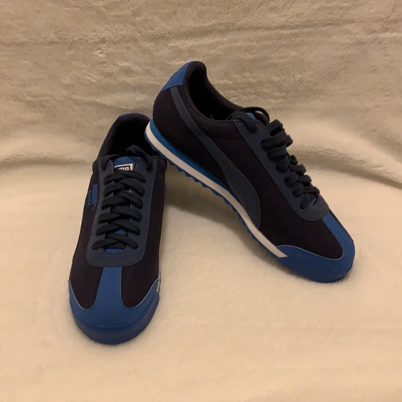 Puma Men’s Roma NBK Reflective Shoes Size 10.5 Peacoat-Strong Blue New W/Box - Picture 2 of 5